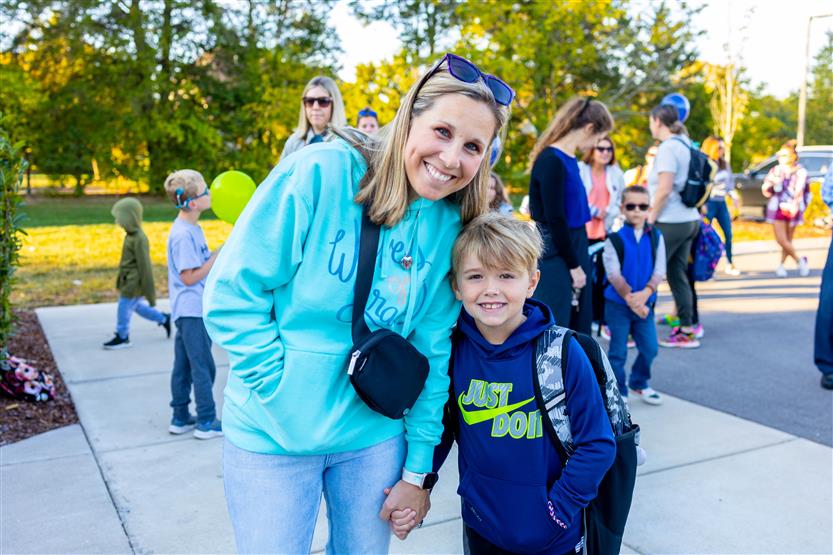 Students walk to school